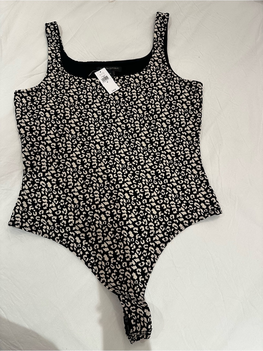 Black and Cream Leopard Print Button Bodysuit